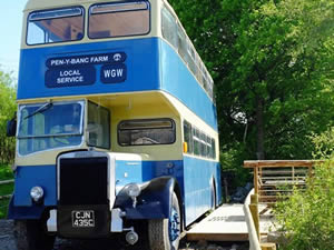 Organic Holidays - Penybanc Double Decker Bus, Penybanc Farm, Drefach Felindre. SA44 5XE